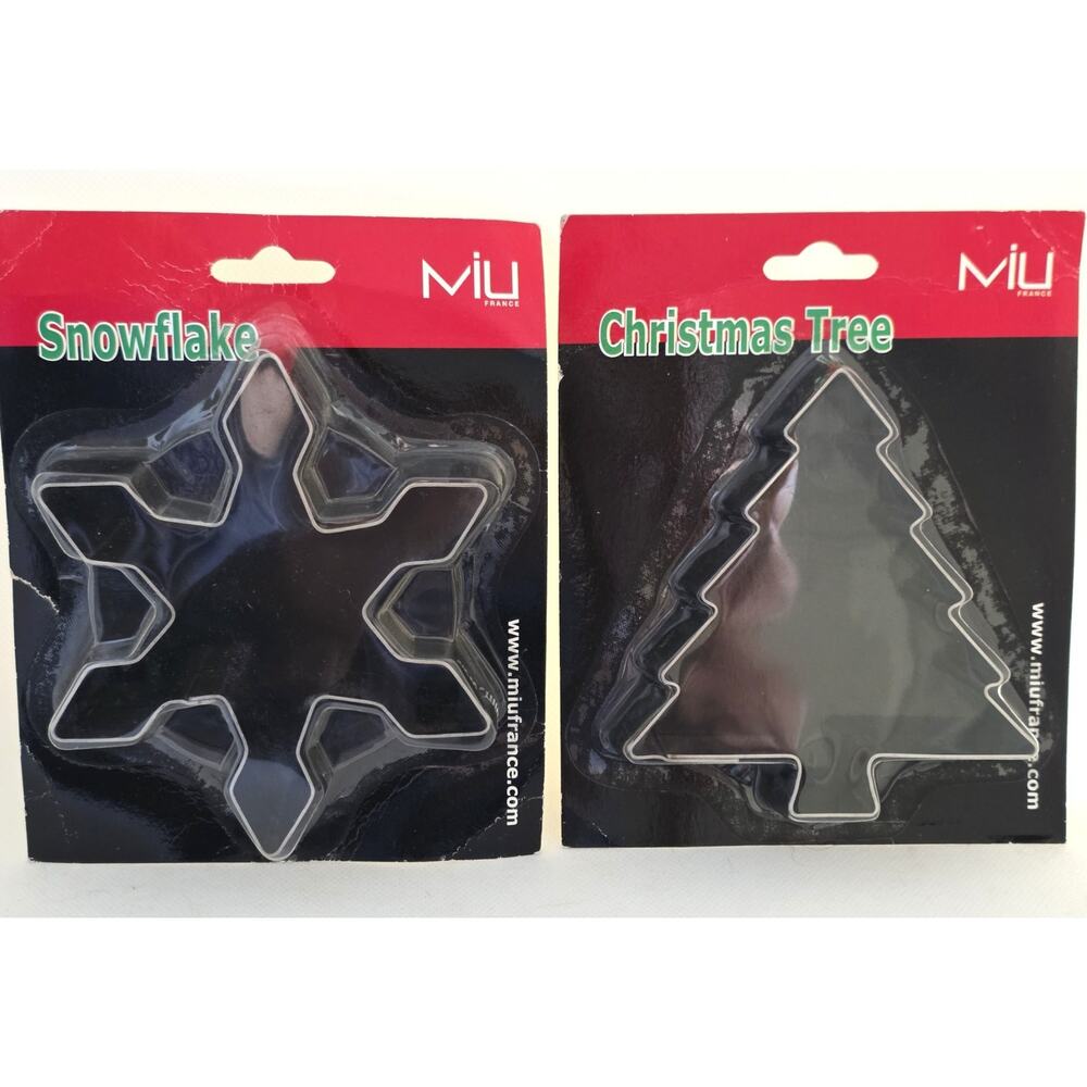 Cookie Cutters-Miu France-Large-Snowflake-Christmas Tree-Metal-Recipes on Back-2